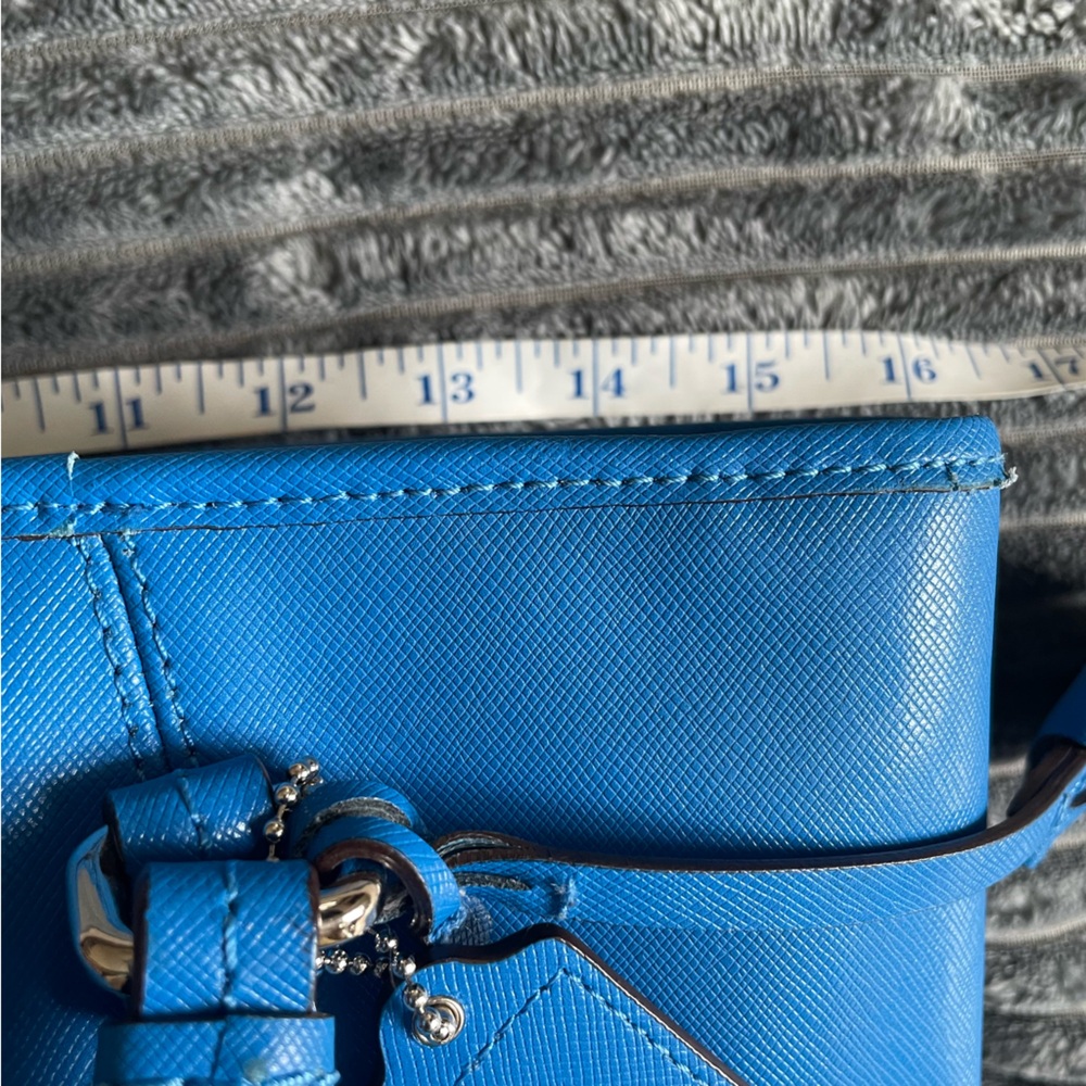 Coach Peyton Zip Top Tote Cerulean Blue Saffiano Leather Shoulder Bag - Picture 6 of 14